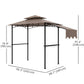 8' x 5' Grill Gazebo, Double Tiered Barbecue Grill Gazebo Shelter with Side Awning, 2 Side Shelves, 6 Hooks, Khaki