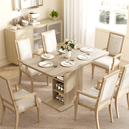 Extendable Dining Table for 4-6 with 6 Shelves - Natural Wood