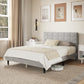 Queen Size Bed Frame with Upholstered Headboard, Modern Platform Bed Frame with Wood Slats, 1100 lbs Capacity, Grey