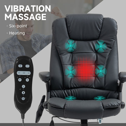 Executive Heated Massage Office Chair, Reclining - Black