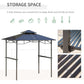 8' x 5' Hardtop Grill Gazebo, Aluminium BBQ Canopy Gazebo, Outdoor Canopy with Side Shelves & Double Roof