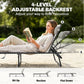 Outdoor Folding Lounge Chair, 4-Level Adjustable Chaise Lounge with Headrest, Tanning Chair Beach Bed, Reclining Lounger Cot for Camping, Hiking, Backyard, Cream