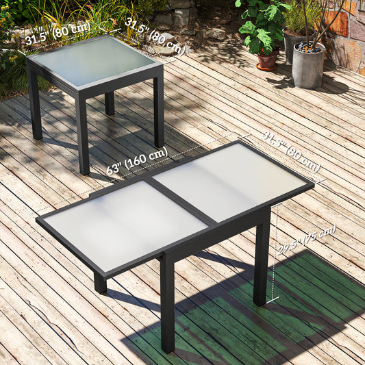 Extendable Tempered Glass Outdoor Dining Table