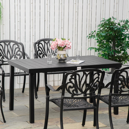 Aluminum Outdoor Dining Table for 6, Rectangular Patio Dining Table 55" L x 35.5" W x 29.25" H, Modern Garden Table for Kitchen, Dining Room, Patio, Natural - Black