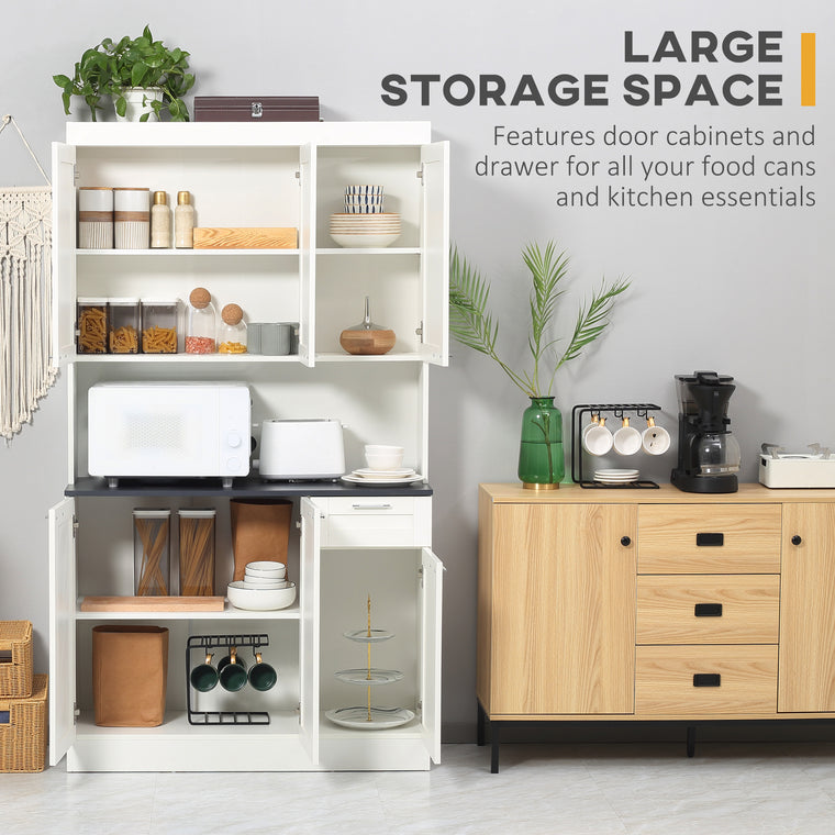 71" Kitchen Pantry Cabinet with Hutch - High Gloss White