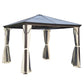 10 x 10 ft Hard Top Gazebo Canopy, Outdoor Patio Shelter with Heavy-Duty Metal Frame, Sun Shade with Curtains and Waterproof Roof for Backyard, Beige Coffee