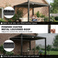10 x 10 ft Louvered Pergola with Solar LED lights, Metal Roof, Outdoor Pergola Gazebo with Drainage Gutters, Black