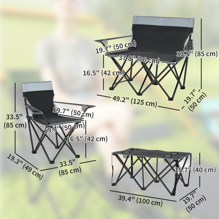 4-Piece Folding Camping Table and Chair Set