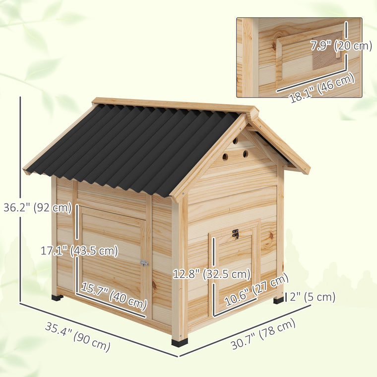 Natural Wood Duck Coop with Openable Roof & Double Doors
