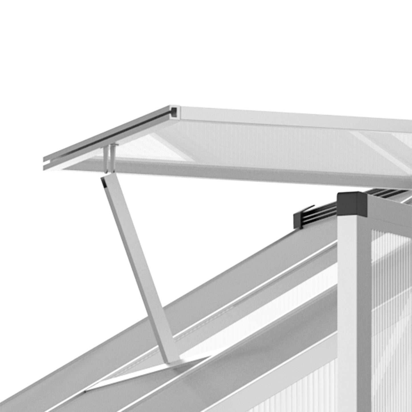 6' x 8' x 6.4' Polycarbonate Greenhouse, Aluminum Walk-In Green House Kit Garden, Plants Grow with Rain Gutter and Roof Vent, Silver