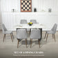 Upholstered Dining Chairs Set of 6, Velvet Accent Chair with Back and Wood-grain Steel Leg for Kitchen, Grey