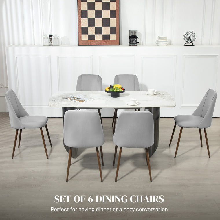 Velvet Dining Chairs Set of 6 - Grey