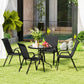 Five-Piece Steel Patio Set, with Glass-Top Table - Black