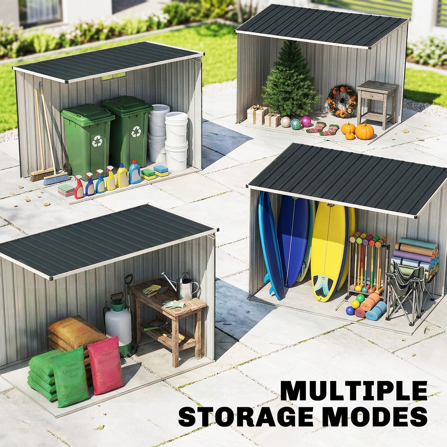 Outdoor Storage Shed, Metal Garden Shed with Window, 2 Vents and Lockable Door for Backyard, Garden, Patio