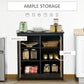 Kitchen Sideboard, Glass Door Buffet Cabinet, Accent Storage Cabinet with 2 Glass Doors and Adjustable Shelf for Dining Room, Living Room, Black Wood Grain