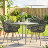 Grey Dining Chairs with Slotted Backrest, Set of 4