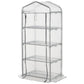 Portable Greenhouse Outdoor Hot House with 4 Tier Shelves, Steel Frame, PE Cover, 28" x 20" x 63" , White