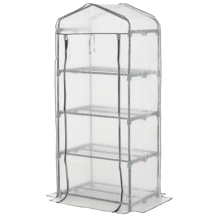 28" x 20" x 63" Greenhouse with Tiered Shelves and PE Cover