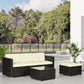 3 Pieces Patio Furniture Set with Cushions, Outdoor PE Rattan Wicker Conversation Corner Sofa Set with Glass Top Table and Adjustable Foot for Garden, Lawn, Cream White