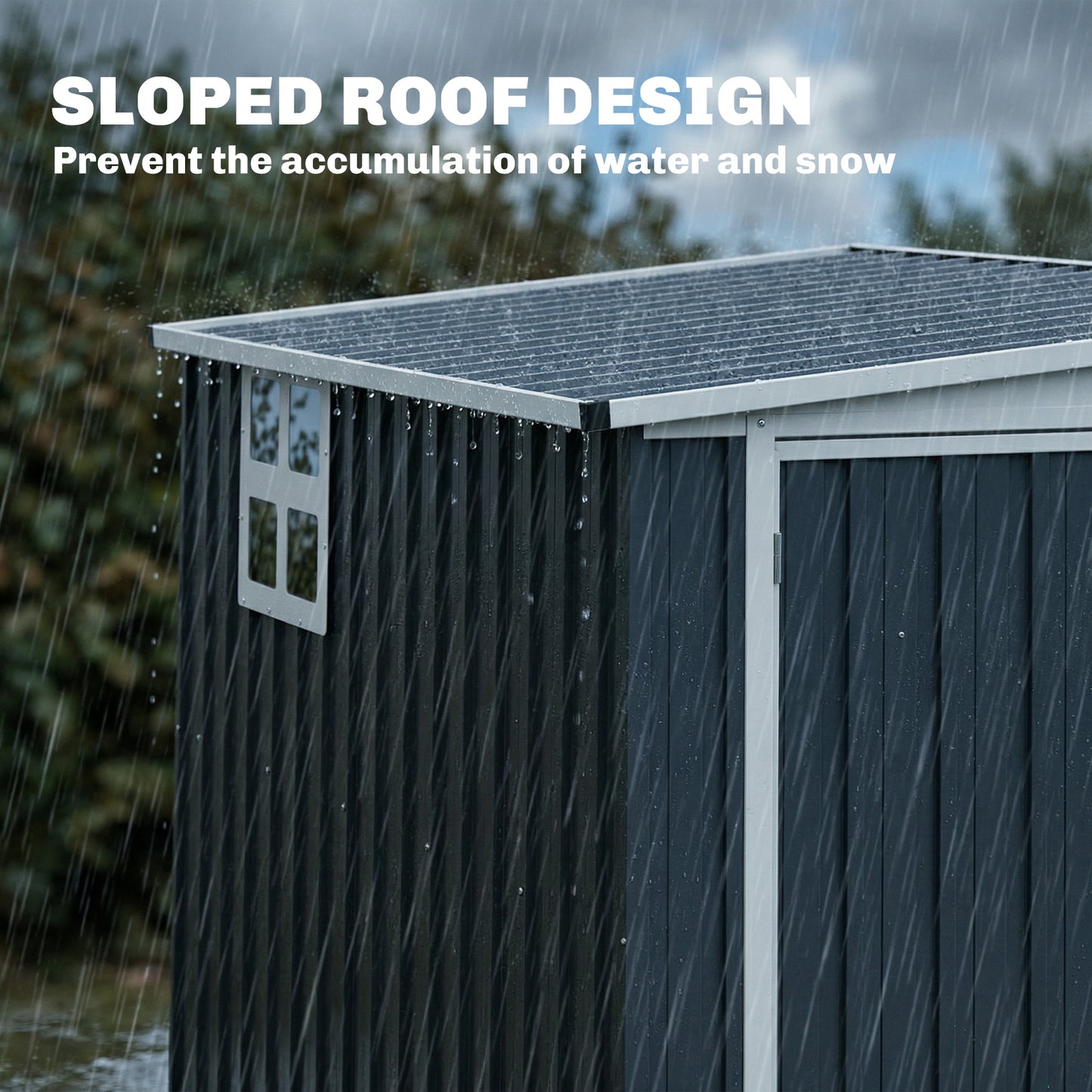Outdoor Storage Shed, Metal Garden Shed with Window, 2 Vents and Lockable Door for Backyard, Garden, Patio