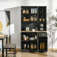 71" Kitchen Buffet with Hutch, Freestanding Kitchen Cabinet with Doors, Drawers, Microwave Counter, Black