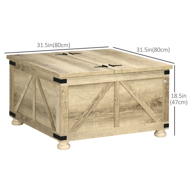 Square Coffee Table with Flip-Top Storage
