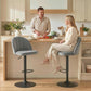 Bar Stools Set of 2, Swivel Counter Height Barstools with Footrest, Grey