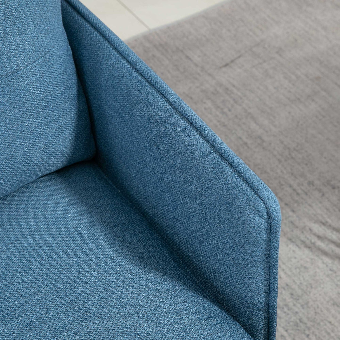 Accent Chair, Upholstered Armchair with Tufted Back Cushion and Steel Legs for Living Room, Bedroom, Blue