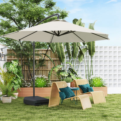 10FT Cream White Offset Cantilever Umbrella with Fillable Base