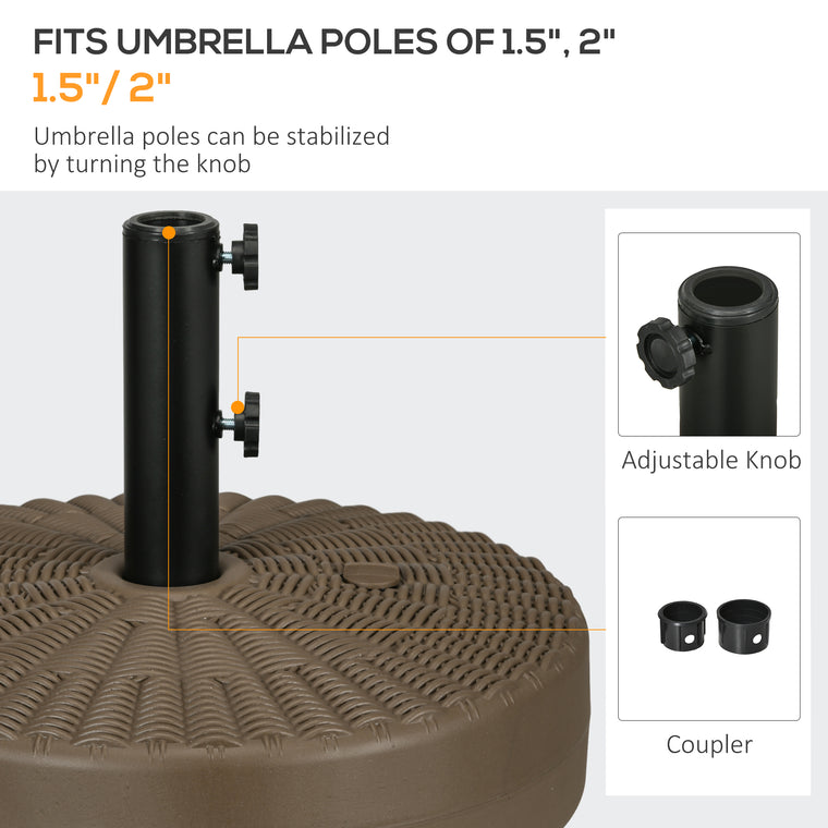Brown Fillable Round Umbrella Base with Steel Pole