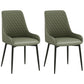 Upholstered Kitchen Chairs, Modern Dining Chairs Set of 2 with Diamond Tufting and Steel Legs for Dining Room, Green