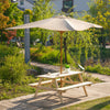 Wood Picnic Table and Bench Set with Umbrella Hole - Natural