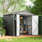 8' x 6' Outdoor Storage Shed, Metal Garden Shed with 2 Windows, 4 Vents, Lockable Doors and Gloves, Dark Grey
