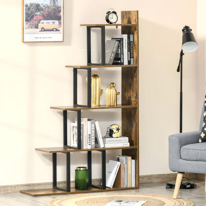 5-Tier Ladder Bookshelf - Rustic Brown