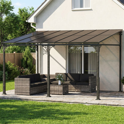 13' x 10' Hardtop Lean-To Pergola Gazebo with Aluminium Frame
