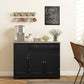 Modern Sideboard Cabinet, 41" Kitchen Buffet Cabinet with Drawer, Adjustable Shelf, 3 Doors for Dining Room, Black