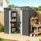 6.5x4FT Galvanised Metal Shed with Foundation Kit, Lockable Garden Tool Storage House with Sliding Doors, Vents, Grey