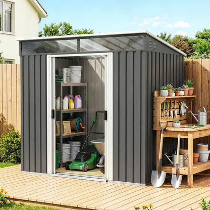 6.5' x 4' Tool Shed with Sliding Doors and Foundation Kit