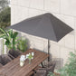 8ft Half Round Umbrella Outdoor Balcony Parasol Patio Garden Outdoor Window Sun Shade w/ 5 Ribs