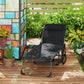 Folding Lounge Chair, Outdoor Chaise Lounge Tanning Chair with Adjustable Back, Side Table, Headrest, Black