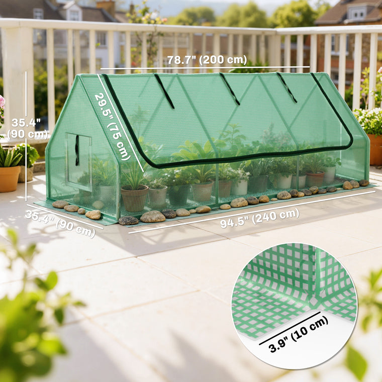 94.5" x 35.4" x 35.4" Green Greenhouse with Mesh Windows