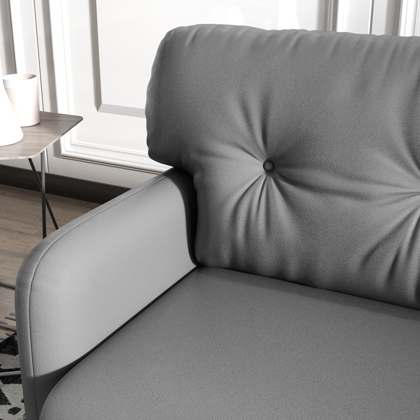58" 2 Seat Sofa, Modern Love Seats Furniture, Upholstered 2 Seater Couch, Solid Wood Frame, Grey