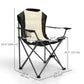 2 Pack Folding Camping Chairs, High Back Folding Chairs w/ Cup Holder, Padded Camping Chairs for Outdoor Events, Cream