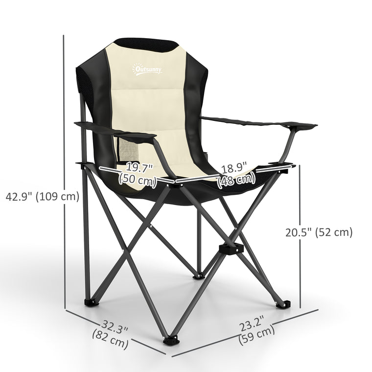 2-Piece Padded Folding Camping Chair with High Back