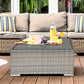 Rattan Garden Coffee Table, 25.6" Square Garden Rattan Table with Tempered Glass Top, Grey
