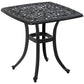 21" Square Outdoor End Table, Cast Aluminum Patio Side Table with Umbrella Hole for Garden, Balcony, Poolside, Black
