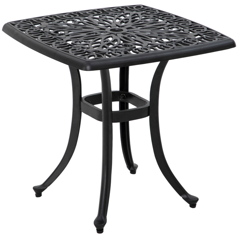 21" Square Cast Aluminum End Table with Umbrella Hole