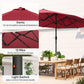 173.2" Double-Sided Sun Umbrella Garden Parasol Patio Sun Shade Outdoor with LED Solar Light, No Base Included, Wine Red