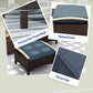 2 Pieces Wicker Outdoor Ottoman with Removable Cushion, Rattan Outdoor Footstool, Footrest and Side Table, Blue