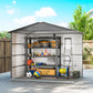 8' x 6' Outdoor Storage Shed, Metal Garden Shed with 2 Windows, 4 Vents, Lockable Doors and Gloves, Dark Grey